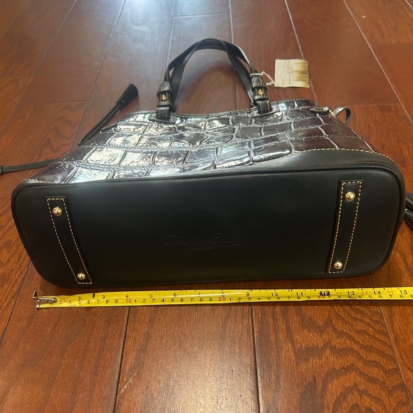 Dooney & Burke Designer Purse Handbag Purple Eggplant Croc Print NWT Tassels - Picture 7 of 13